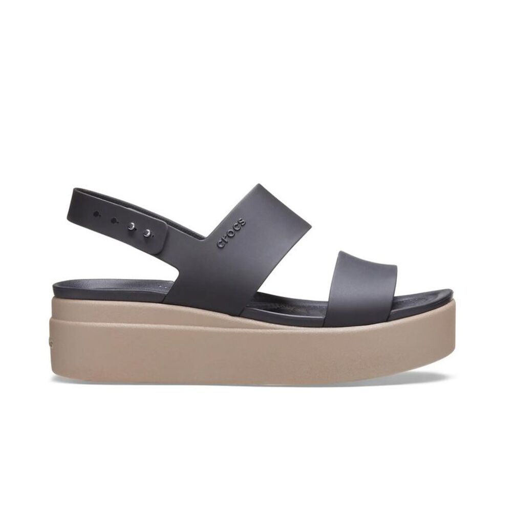 NWT- CROCS Two-Strap Platform Sandals in Black and Taupe